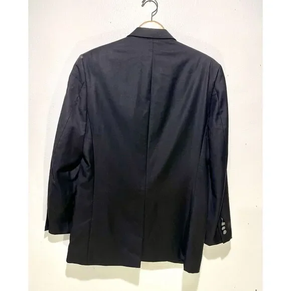 Lauren Ralph Lauren wool sport coat black blazer business logo button men's 38 R
